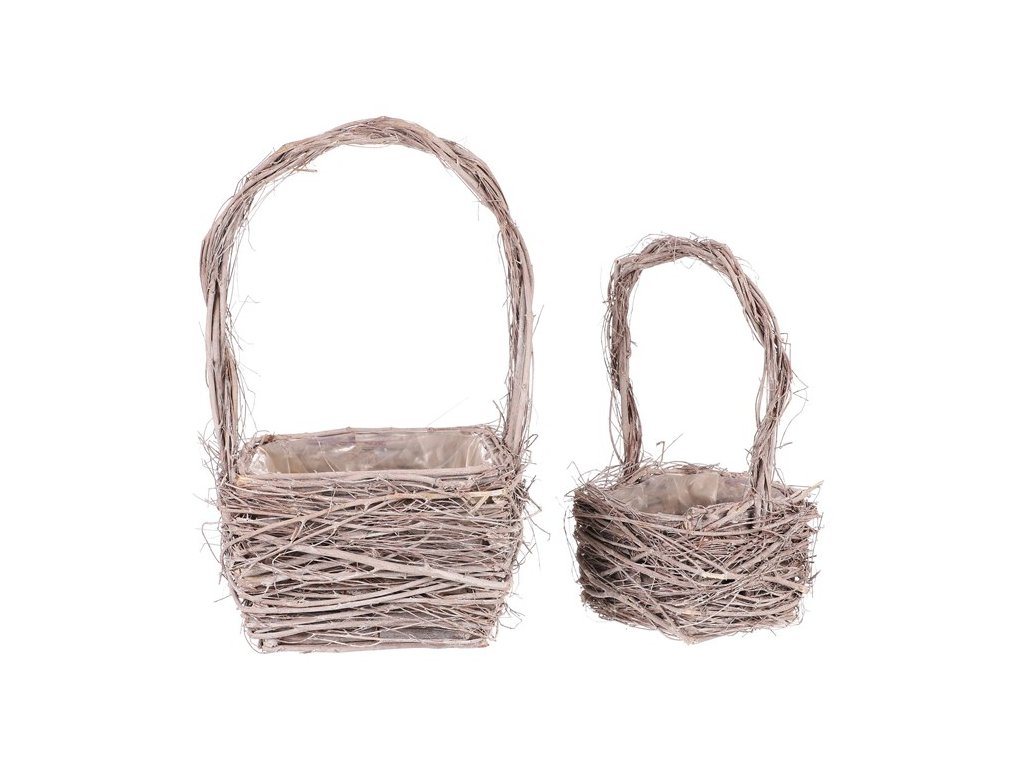 BONTEC Obal prútený - hranatý košík, šedý, cena za sadu 2 ks (Farba Šedá)