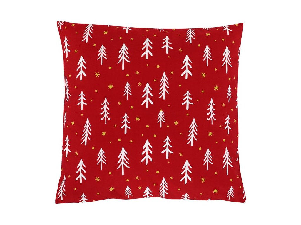 BONTEC Vankúš zamatový s výplňou - červený vianočný, 100% polyester, 45 x 45 cm (Farba Červená)