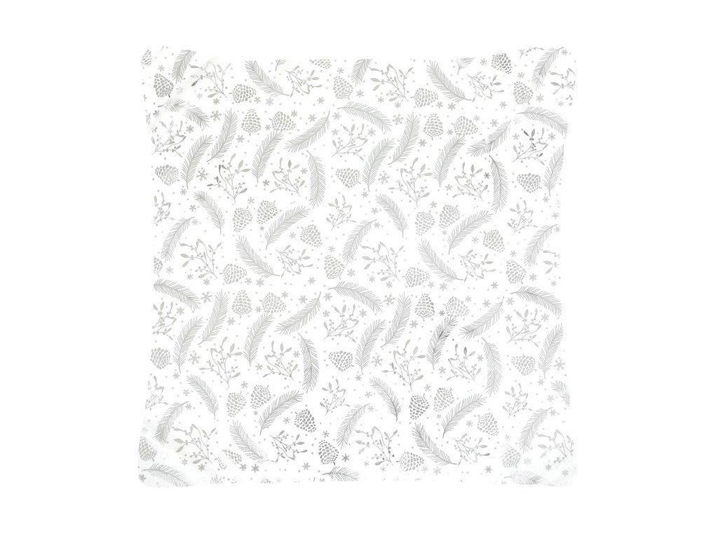BONTEC Vankúš zamatový s výplňou - strieborný vianočný vzor, ??100% polyester, 45 x 45 cm (Farba Strieborná)