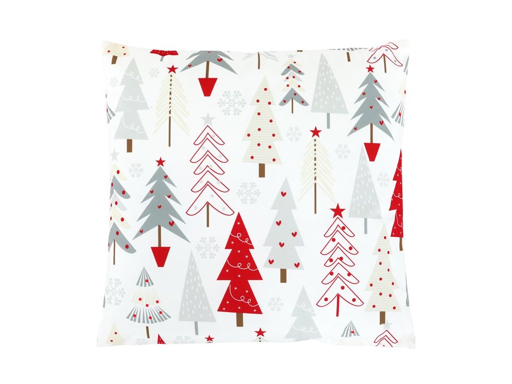 BONTEC Vankúš zamatový s výplňou - farebné vianočné stromčeky, 100% polyester, 45 x 45 cm (Farba Viacfarebná)