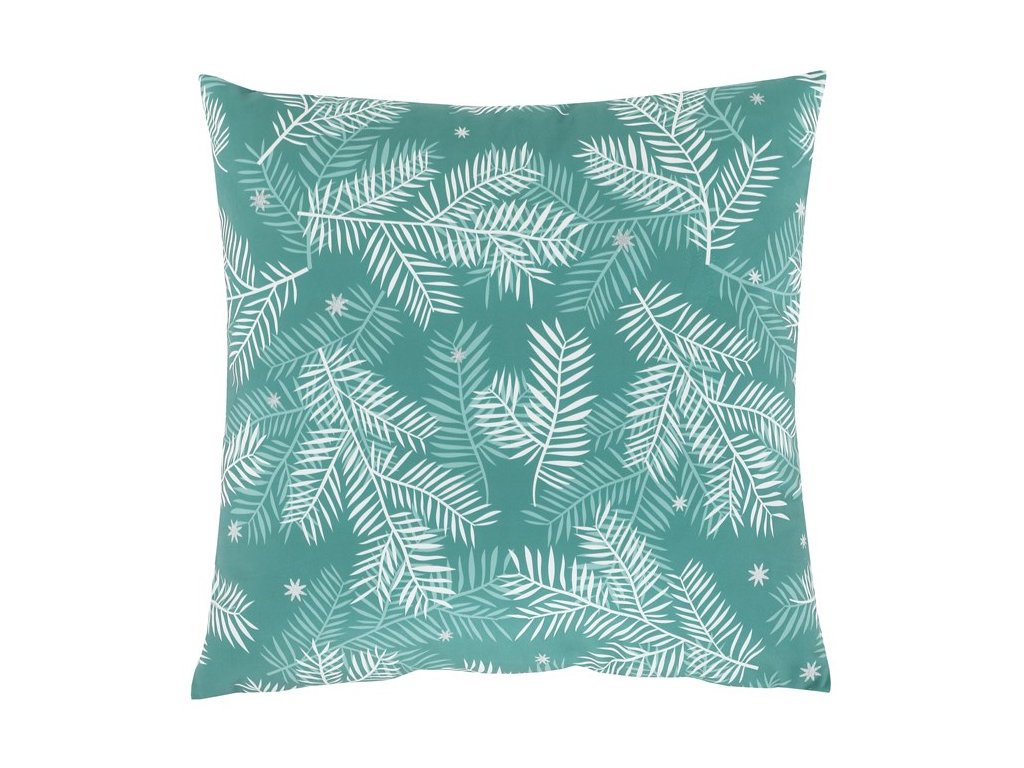 BONTEC Vankúš zamatový s výplňou, zelený - biely vianočný vzor, ??100% polyester, 45 x 45 cm (Farba Zelená)