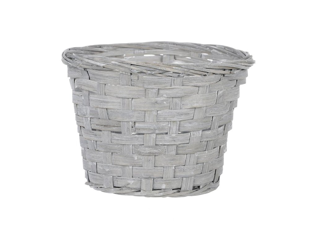 BONTEC Obal na kvety, bambusové prútie. Šedivá farba. (Farba Šedá)