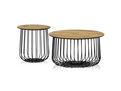 BONTEC Konferenčný stolík 60x60x34cm, mdf, divoký dub, AF-3007 OAK (Farba Prírodné)