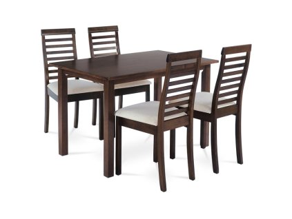 BONTEC Jedálenský set so 4 stoličkami, 120x75x75cm, masív, orech, AUT-4000 WAL (Farba Hnedá)