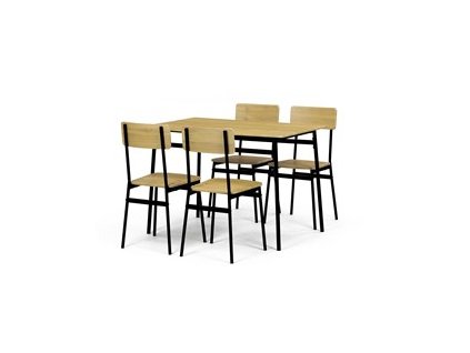 BONTEC Jedálenský set so 4 stoličkami, 110x70x76cm, mdf, divoký dub, AUT-O2155 OAK (Farba Prírodné)