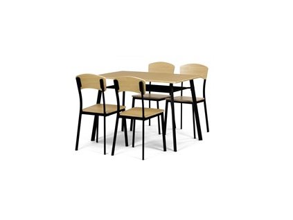 BONTEC Jedálenský set so 4 stoličkami, 110x70x76cm, mdf, dub, AUT-O2222 OAK (Farba Prírodné)