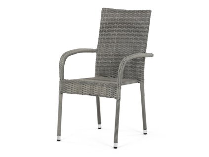 BONTEC Záhradná stolička, kov, polyratan, sivá, AZC-S2114 GREY (Farba Šedá)
