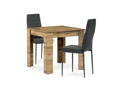 BONTEC Jedálenský set s 2 stoličkami, 80x80x75cm, mdf, dub wotan, B080WOTDCL374BK (Farba Prírodné)