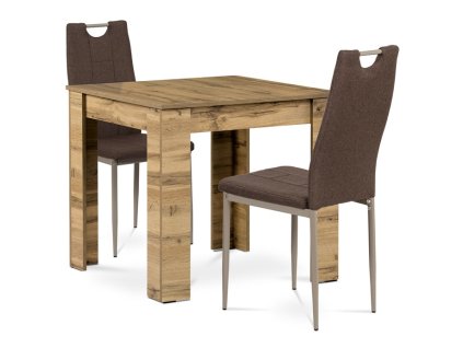 BONTEC Jedálenský set s 2 stoličkami, 80x80x75cm, mdf, dub sonoma, B080WOTDCL393BR (Farba Prírodné)