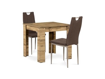 BONTEC Jedálenský set s 2 stoličkami, 80x80x75cm, mdf, dub sonoma, B080WOTDCL393BR (Farba Prírodné)