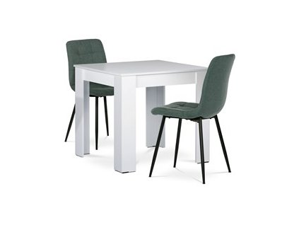 BONTEC Jedálenský set s 2 stoličkami, 80x80x75cm, mdf, biela, B080WTCT281GRN (Farba Biela)