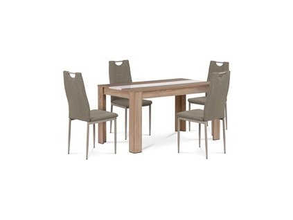 BONTEC Jedálenský set s 4 stoličkami, 138x80x75cm, mdf, dub sonoma, B140SONDCL393CAP (Farba Prírodné)