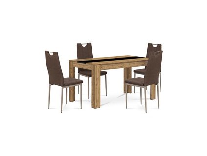 BONTEC Jedálenský set s 2 stoličkami, 80x80x75cm, mdf, dub wotan, B140WOTDCL393BR (Farba Prírodné)