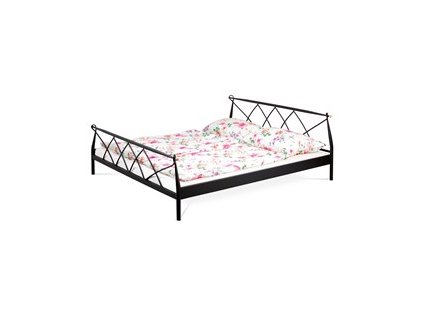Dvojlôžková posteľ 184x205cm, kov, čierna, BED-1907 BK (Farba Čierna)