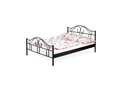 Dvojlôžková posteľ 206x146cm, kov, čierna, BED-1909 BK (Farba Čierna)