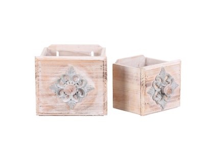 BONTEC Obal na kvety - drevený šuplík, cena za sadu 2 ks (Farba Prírodné)