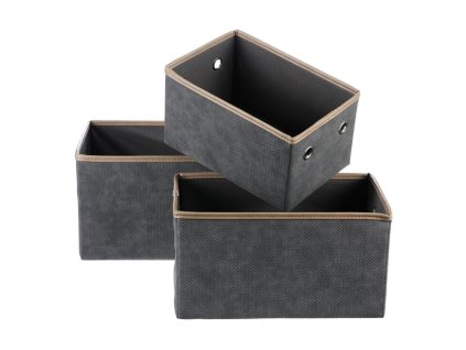 BONTEC Kôš látkový - skladací, šedý, cena za sadu 3 ks (Farba Šedá)