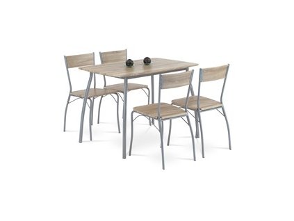 BONTEC Jedálenský set so 4 stoličkami, 110x70x76cm, mdf, dub sonoma, HANS SON (Farba Hnedá)
