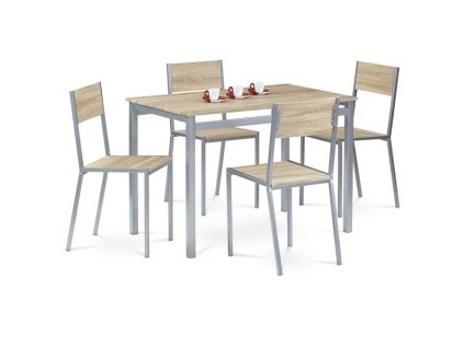 BONTEC Jedálenský set so 4 stoličkami, 110x70x77cm, mdf, dub sonoma, HARVEY SON (Farba Hnedá)