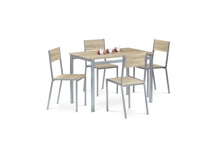 BONTEC Jedálenský set so 4 stoličkami, 110x70x77cm, mdf, dub sonoma, HARVEY SON (Farba Hnedá)