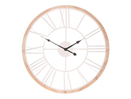 BONTEC Hodiny nástenné - veľké rímske číslice, drevo a kov, biele, 50 cm (Farba Biela)