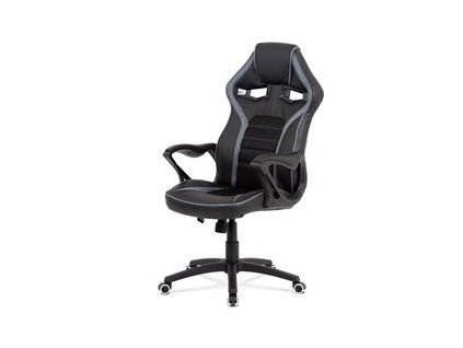 BONTEC Herné stoličky, hojdací mechanizmus, čierna ekokoža, KA-G406 GREY (Farba Čierna)