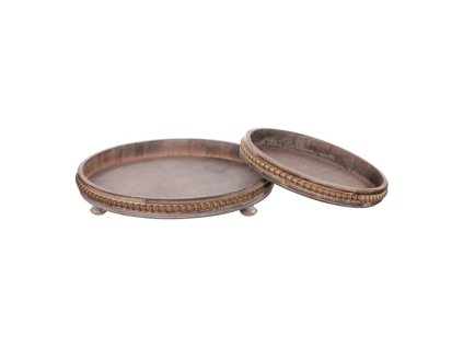 BONTEC Tácka drevená - okrúhly tvar, hnedá, cena za sadu 2 ks (Farba Biela)