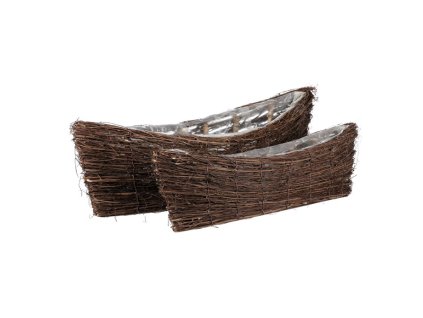BONTEC Obal na kvety - révové prútie, loďka, hnedý, cena za sadu 2 ks (Farba Hnedá)