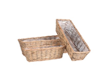 BONTEC Obal na kvety - prútený kvetináč, hranatý, cena za sadu 3 ks (Farba Prírodné)