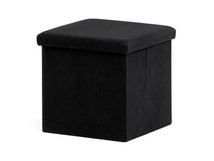 BONTEC Taburet s úložným priestorom, čierna, menčestrová látka, TAB-471 BK6 (Farba Čierna)