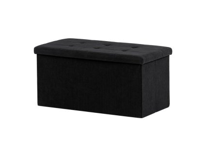 BONTEC Taburet s úložným priestorom, čierna, menčestrová látka, TAB-472 BK6 (Farba Čierna)