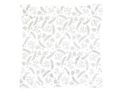 BONTEC Vankúš zamatový s výplňou - strieborný vianočný vzor, ??100% polyester, 45 x 45 cm (Farba Strieborná)