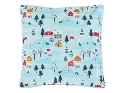 BONTEC Vankúš zamatový s výplňou, modrý - farebný vzor, ??100% polyester, 45 x 45 cm (Farba Modrá)