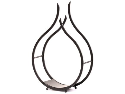 BONTEC Stojan na drevo ku krbu - tvar plameňa, kovový (Farba Čierna)