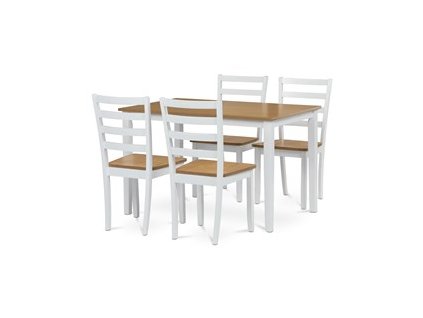 BONTEC Jedálenský set so 4 stoličkami, 120x75x75cm, masív, prírodný, VESPA OAK (Farba Prírodné)