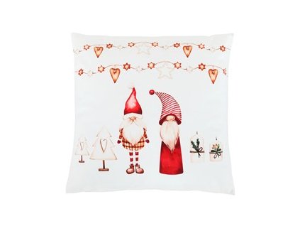Vankúš zamatový s výplňou - vianočné so škriatkami, 100% polyester, 45 x 45 cm (Farba Biela)