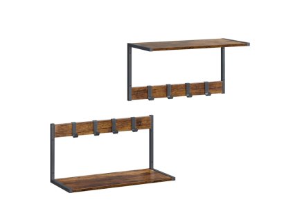 BONTEC Set 2 nástenných poličiek, mdf, hnedá, ABP-E1083 OLW (Farba Hnedá)