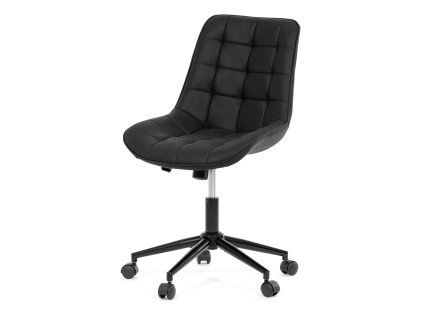 Autronic - Židle kancelářská, černá látka v dekoru broušené kůže, černý kovový kříž - KA-V3120 BK3