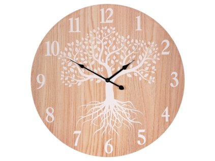 BONTEC Hodiny nástenné - pr. 58 cm, MDF, strom života (Farba Hnedá)