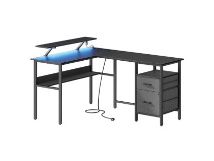 BONTEC Pc stôl 150x120cm, mdf, čierna, APC-E1395 BK (Farba Čierna)