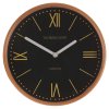 BONTEC Hodiny nástenné - pr. 22 cm, MDF a drevený rám, čierne (Farba Čierna)