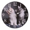 BONTEC Hodiny nástenné - mačiatka, MDF, 34 cm (Farba Šedá)