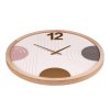 BONTEC Hodiny nástenné - pr. 60 cm, MDF a drevený rám, farebné kruhy (Farba Biela)