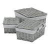 BONTEC Kôš regálový - prútený, šedý s látkou, cena za sadu 3 ks (Farba Šedá)