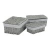 BONTEC Kôš regálový - prútený, šedý s látkou, cena za sadu 3 ks (Farba Šedá)