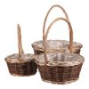 BONTEC Obal na kvety - prútený košík, cena za sadu 3 ks (Farba Hnedá)