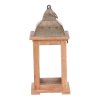 BONTEC Lampáš drevený - farba prírodná, kovová strieška (Farba Prírodné)