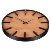 BONTEC Hodiny nástenné - pr. 45 cm, kov a MDF s jaseňovou dyhou (Farba Hnedá)