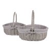BONTEC Kôš prútený - s uchom, šedý, s látkou, cena za sadu 2 ks (Farba Šedá)
