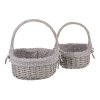 BONTEC Kôš prútený - s uchom, šedý, s látkou, cena za sadu 2 ks (Farba Šedá)